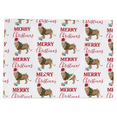 サンタおもしろいハット付きクリスマスリオン動物 ラージペーパーバッグ (裏面)