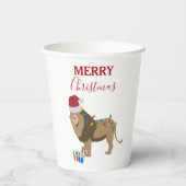 サンタおもしろいハット付きクリスマスリオン動物 紙コップ (裏面)