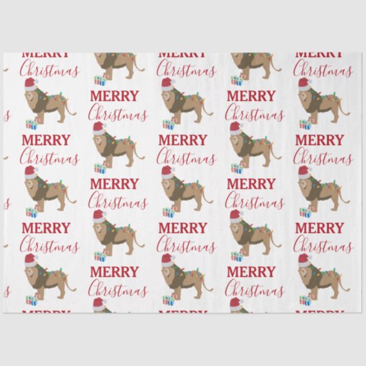 サンタおもしろいハット付きクリスマスリオン動物 薄葉紙 (正面)