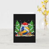 サンタおもしろいバレーボールボール& Net Christmas Li カード (黄色い花)