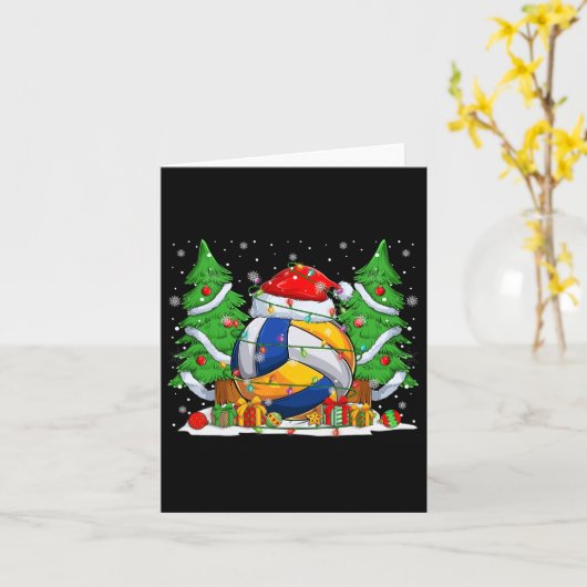 サンタおもしろいバレーボールボール& Net Christmas Li カード (黄色い花)