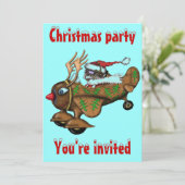 サンタおもしろいパイロットクリスマスパーティの招待状カード 招待状 (スタンド正面)