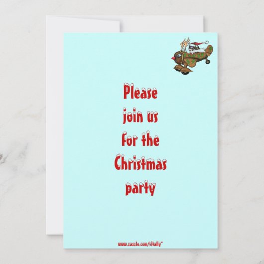 サンタおもしろいパイロットクリスマスパーティの招待状カード 招待状 (裏面)
