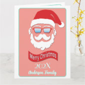 サンタおもしろいヒップスタースタイルクリスマスカード カード (黄色い花)