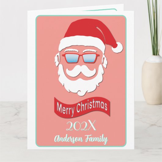 サンタおもしろいヒップスタースタイルクリスマスカード カード (正面)