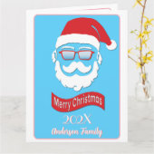 サンタおもしろいヒップスタースタイルクリスマスカード カード (黄色い花)