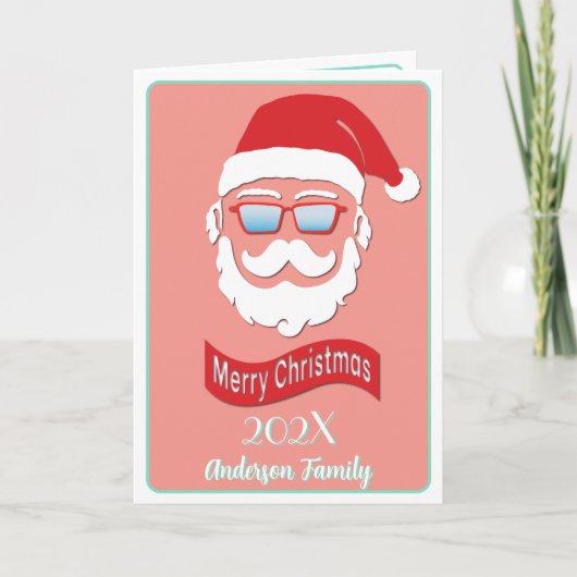 サンタおもしろいヒップスタースタイルクリスマスカード サンキューカード (正面)