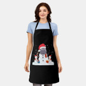 サンタおもしろいヒッポクリスマス雪だるまクリスマスギフト エプロン (着用した状態)