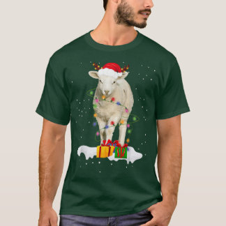 サンタおもしろいヒツェ動物クリスマスライト恋人Ch Tシャツ