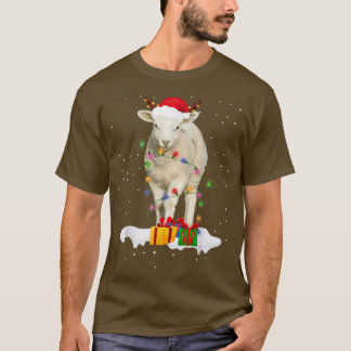 サンタおもしろいヒツェ動物クリスマスライト恋人Ch Tシャツ