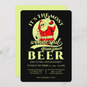 サンタおもしろいビアクリスマスホリデーパーティー 招待状 (正面/裏面)