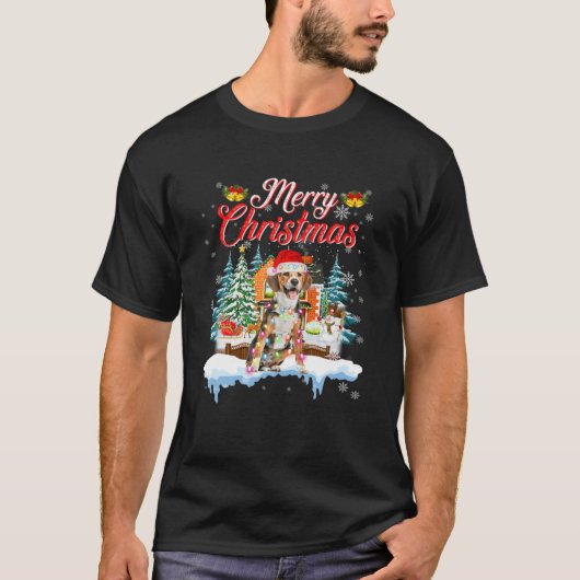サンタおもしろいビーグル犬メリークリスマスメンズK Tシャツ (正面)