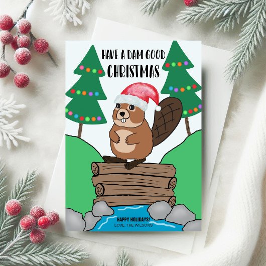 サンタおもしろいビーバーダムGood Christmas シーズンカード