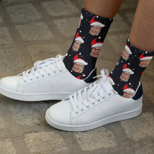 サンタおもしろいフォトクリスマスソックス ソックス