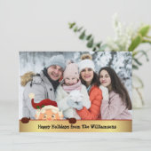 サンタおもしろいフォトボム金ゴールドバンドのクリスマスフォト シーズンカード (スタンド正面)