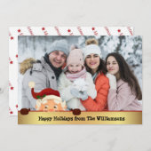 サンタおもしろいフォトボム金ゴールドバンドのクリスマスフォト シーズンカード (正面/裏面)