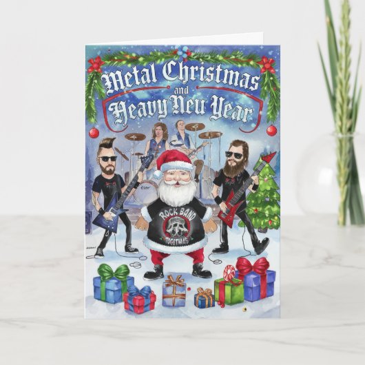 サンタおもしろいヘビーメタルクリスマスカード シーズンカード (正面)