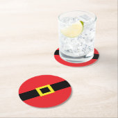 サンタおもしろいベリーベルトバックルホリデークリスマス ラウンドペーパーコースター (インサイチュ)