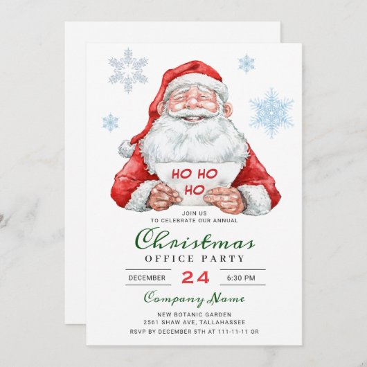 サンタおもしろいホリデ企業のィークリスマスパーティー 招待状 (正面/裏面)