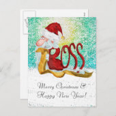 サンタおもしろいボスクリスマス シーズンポストカード (正面/裏面)
