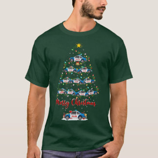 サンタおもしろいポリス車のクライストに一致するパトカー Tシャツ