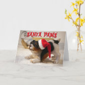 サンタおもしろいポーズクリスマス – あなたの犬の写真を追加 カード (黄色い花)