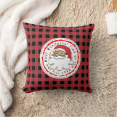 サンタおもしろいマンガレッドブラックバッファロープレイド クッション (ブランケット)