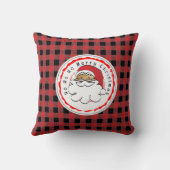 サンタおもしろいマンガレッドブラックバッファロープレイド クッション (裏面)