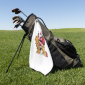 サンタおもしろいライディングゴールデンドルドッグクリスマス ゴルフタオル (グリーン)