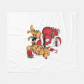 サンタおもしろいライディングゴールデンレトリバードッグクリスマス フリースブランケット (正面(横))