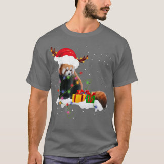 サンタおもしろいレッドのパンダのクリスマスライト愛好家Chris Tシャツ