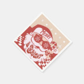 サンタおもしろいレトロレッドピンククリスマスパーティー スタンダードカクテルナプキン (角)