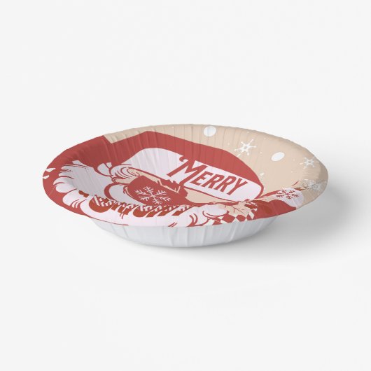 サンタおもしろいレトロレッドピンククリスマスパーティー ペーパーボウル (傾斜あり)