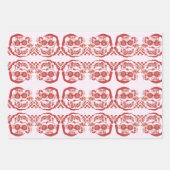 サンタおもしろいレトロレッドピンククリスマスパーティー ラッピングペーパーシート (正面2)