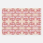 サンタおもしろいレトロレッドピンククリスマスパーティー ラッピングペーパーシート (正面)