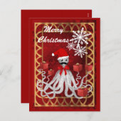 サンタおもしろいヴィンテージスチームパンククリスマスタコ シーズンポストカード (正面/裏面)