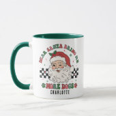 サンタおもしろいーが犬のクリスマスをもっとパーソナライズされた持って来る マグカップ (左)