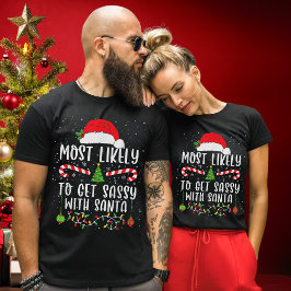 サンタおもしろいーにサッシーになる可能性が高い Tシャツ