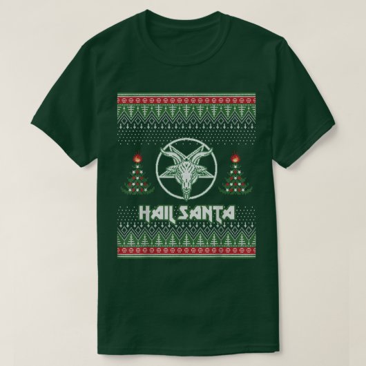 サンタおもしろいーの醜いクリスマスセーター Tシャツ (デザイン正面)