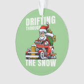 サンタおもしろいーを漂流しながら運転する車 オーナメント (正面)
