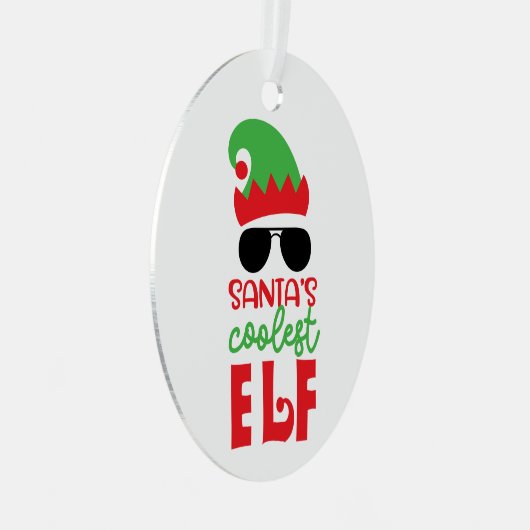 サンタおもしろいーオーナメントクリスマスクール小妖精や小人 メタルオーナメント (正面右)