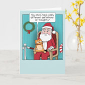 サンタおもしろいーズいけなラップの可愛い猫 カード (黄色い花)