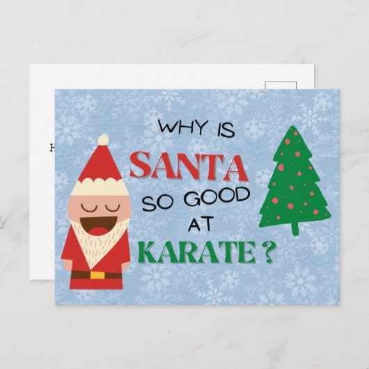 サンタおもしろいー漫画キッズクリスマスジョーク赤い青 シーズンポストカード (正面/裏面)