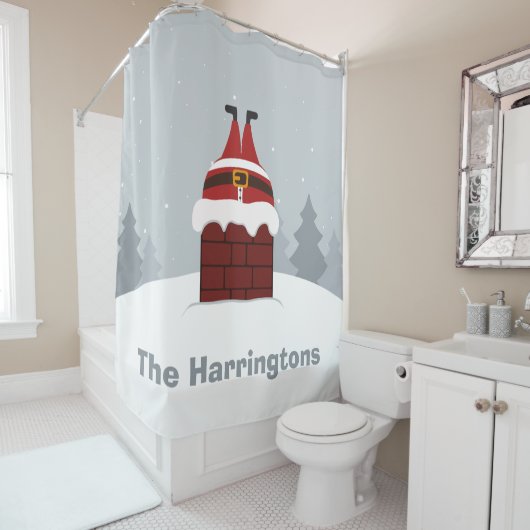 サンタおもしろい名前をカスタムするシャワーカーテン シャワーカーテン (インサイチュ)