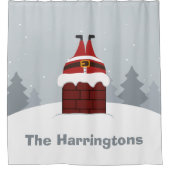 サンタおもしろい名前をカスタムするシャワーカーテン シャワーカーテン (正面)