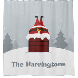 サンタおもしろい名前をカスタムするシャワーカーテン シャワーカーテン