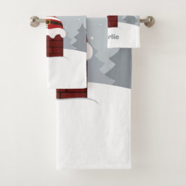 サンタおもしろい名前をカスタムするタオルセット バスタオルセット