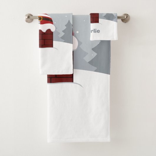 サンタおもしろい名前をカスタムするタオルセット バスタオルセット (インサイチュ)