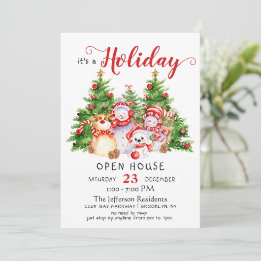 サンタおもしろい格言ズクリスマスホリデーオープンハウス 招待状 (スタンド正面)