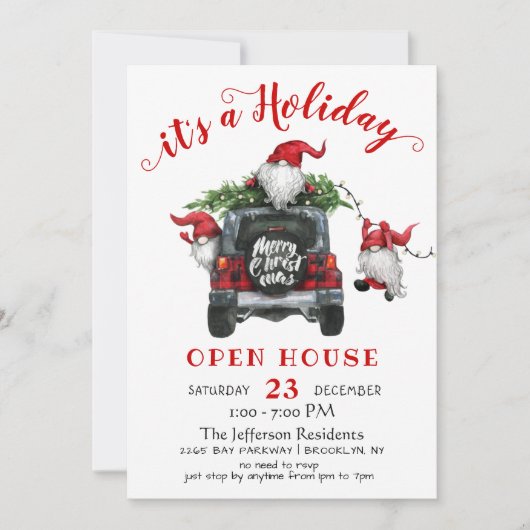 サンタおもしろい格言ズクリスマスホリデーオープンハウス 招待状 (正面)